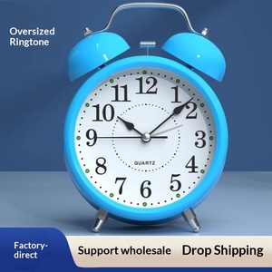 새로운 소형 침대 옆 기계식 알람 시계 학생 어린이 귀여운 만화 디자인 금속 발광 기상 시계 트위스트 침실 실내용 - Product Image 2