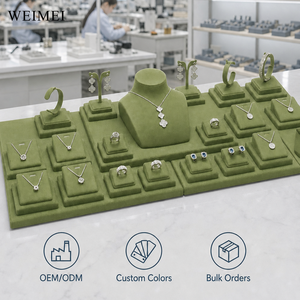 WEIMEI Présentoirs en velours vert olive pour colliers, bracelets, boucles d'oreilles et bagues, pour boutiques, magasins de cadeaux et vitrines de bijouterie - Product Image 3