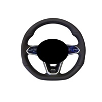 Volant de luxe en cuir perforé noir J Auto avec fibre de carbone, LED, 3 branches, pour VW Golf 7 GTI Golf 8 Golf VIII (2014-2019)