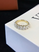 IGI-Zertifizierter 14k 18k Ovaler Labor-Diamant Eternity Ring Klassischer Stil Hochzeit Jubiläum Gelbgold Damenring