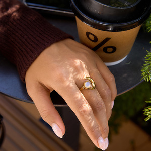 <b>Moon</b> Shape Opal <b>Ring</b> Bezel Setting Women's Fashion Jewelry Gift - Product Image 2