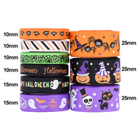 Cinta de Halloween, cinta de grogrén con diseños de arañas y fantasmas para manualidades, envoltura de regalos, fiestas y decoración del hogar