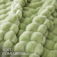 Plaid de luxe en flanelle gaufrée 3D à bulles, doux et moelleux, motif écaille de tortue vert sauge, géométrique, en polaire, pour canapé-lit King Size, 100% Polyester
