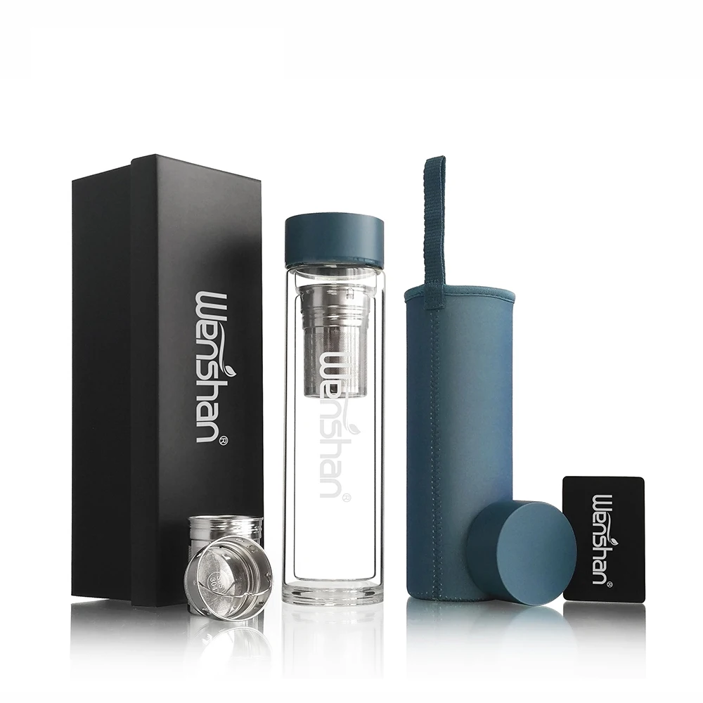 Герметичность BPA бесплатно пользовательские боросиликатного многоразовые стекла с бамбуковой крышкой бутылка для воды с чай заварки