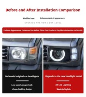 Faros Delanteros HETOP para Pajero 1992-2001 V32, Modificación LED DRL Estilo Defender, Enchufe y Listo para Usar, para Mitsubishi