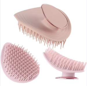 Cepillo de masaje para lavado de cabello con diseño de hoja, herramienta doméstica para lavar el cabello, cepillo para limpieza del cuero cabelludo, peine para champú con masaje - Product Image 1