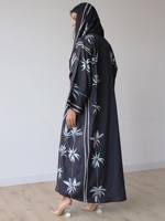 Ensemble Abaya Hijab de Luxe Personnalisé à Imprimé Palmier pour Femmes, Robe Musulmane Ouverte, Style Élégant, Vente en Gros à Dubaï 2026