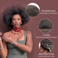 Perruque en cheveux brésiliens vierges à 100 %, bouclés afro crépus 4C, densité 180 %, dentelle transparente 13x6, coupe courte bob pour femmes, couleur noire, vente en gros