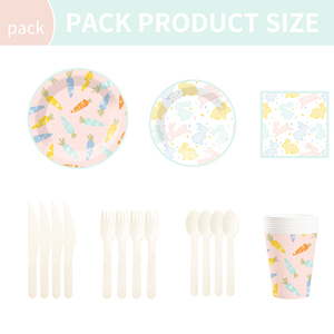 DAMAI Easter Party Theme Decor Bulk Wholesale Set Carrot Easter Rabbit Paper Plates Tablecloth Party Disposable Tableware - Product Image 6
