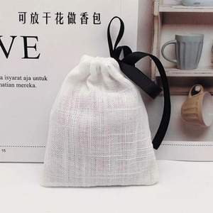 Linen Beaded <b>Drawstring</b> Closure Jewelry Bag Eco-Friendly Durable Storage for Earrings Portable 10x15cm - Product Image 3