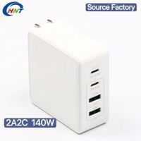 Chargeur mural rapide multi-ports HNT Factory Wholesale 140W GaN 2A2C PD PPS QC avec prise pliable US, adaptateur secteur portable pour MacBook