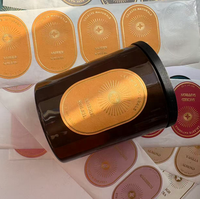 Autocollants en papier personnalisés avec logo en feuille d'or gaufrée, vente en gros, autocollants adhésifs pour pots de bougies, étiquettes d'emballage 3D