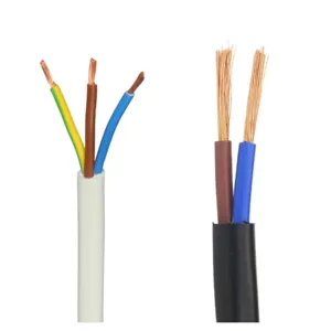 300v 60227 iec 52 rvv pvc electric wire stranded copper 2 core 3 core 0.5mm 0.75mm power cable for home use