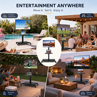 Chariot TV mobile réglable en hauteur avec étagère en métal, support TV inclinable sur roulettes, capacité de 88 lb, télécommande pour écrans de 32 à 70 pouces
