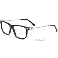 Frame Kacamata Optik Model 25152 Persegi Panjang Kombinasi Logam Asetat Vintage Asetat Logo Custom Stok Tersedia Kacamata Retro
