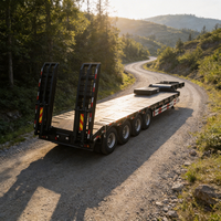 Remorque à plateau surbaissé pour camion tracteur poids lourd, configuration 6x4, conforme aux normes d'émission nationales V, disponible en stock