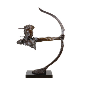 All'ingrosso della fabbrica del metallo del mestiere guerriero con arco e freccia statua Indiano scultura in bronzo - Product Image 1