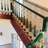 Rampe de Villa en Aluminium MEIXI Sumtuou Personnalisée OEM, Finition Graphique Moderne Vert Malachite par Transfert d'Eau, Résistante à la Rouille