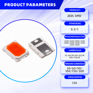 공장 핫세일 고전압 6V <span class=keywords><strong>9V</strong></span> 18V SMD 2835 LED 0.5w 1w 웜 화이트 2800K-3200K LED 다이오드 - Product Image 2