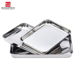 Zhongte Rechteckige Servierplatten aus Edelstahl 304, 0,6 mm dick, stapelbar, kundenspezifische Rollmetallplatten für Hotels - Product Image 5