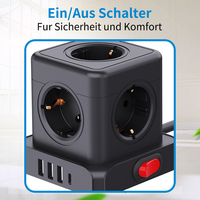 Couleurs personnalisables Power Tower Strip Socket EU USB Extension Socket 5 Outches 3 USB a Ports 1 USB C Port