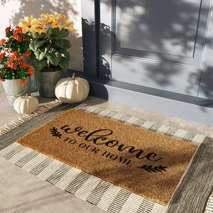 DONGWO Merry Christmas – tapis de porte épais en Fiber de Polyester PVC synthétique marron beige pour l'entrée de la maison - Product Image 3