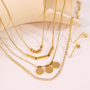 Ensemble de bijoux en acier inoxydable plaqué or GOODLUCK, collier et boucles d'oreilles, style vintage, accessoires de mode de luxe pour femmes - Product Image 3