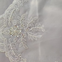 Applique en dentelle florale perlée de style européen, broderie DIY de strass et perles pour robe de mariée, chapeau, vêtement, écologique