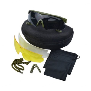 Gafas de Seguridad Tácticas Verdes con 3 Lentes Acrílicas Intercambiables Resistentes a los Arañazos, Montura de Resina de Aro Completo, Gafas Protectoras Contra el Viento - Product Image 3