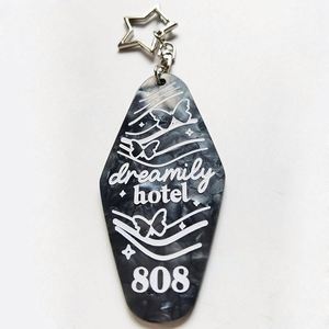 New <b>Custom</b> logo Color Promotional Blank Plastic Retro Vintage Motel Room Hotel Key Chain Glitter <b>Keychains</b> - Product Image 6