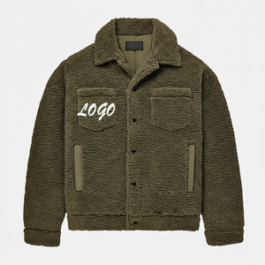 Chaqueta de lana Polar de gran tamaño para hombre, ropa de calle, abrigos cálidos de Sherpa gruesos, Chaqueta larga de lona personalizada con bolsillo para hombre - Product Image 1