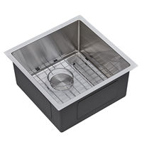 Évier de cuisine 18x18 pouces en acier inoxydable 304 de calibre 16, profondeur 9 pouces, à encastrer sous plan, petit évier de bar, évier artisanal pour camping-car, doré