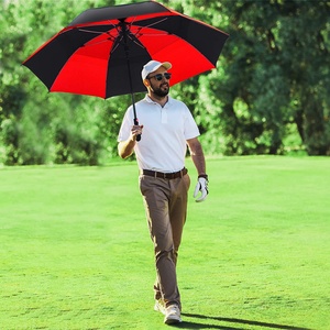 Wholesale Auto Black Red Two-tier Double Canopy 62/68-inch Oversize Windproof Golf <b>Umbrella</b> - Product Image 5