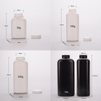 Botol bubuk Toner 50g 100g 200g, bahan PE bulat bentuk persegi botol bubuk Talek dengan tutup saringan