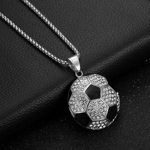 Collar con Colgante de Balón de Fútbol de Acero Inoxidable yunnique, con Incrustaciones de Diamantes de Imitación en Oro y Plata, Joyería Unisex para Regalo - Product Image 4