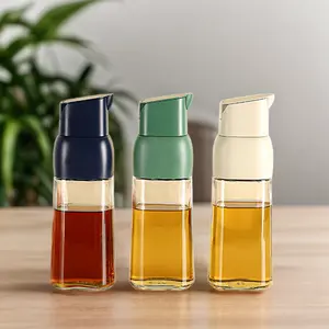 Auto Flip 500ml Essential Olive Automatic opening and closing oil bottle soy sauce vinegar seasoning bottle glass oil pot