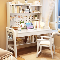 Ensemble de bureau d'ordinateur en bois simple et durable avec trous, pour chambre d'enfant, combinaison bibliothèque et chaise