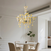 Lustre en verre teinté à fleurs, lampes suspendues pour salon, lustre décoratif en cristal, lustre en verre de Murano