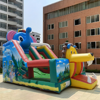 Château gonflable en PVC avec toboggan, thème éléphant de dessin animé, pour fêtes d'enfants, parcs de trampolines et centres commerciaux
