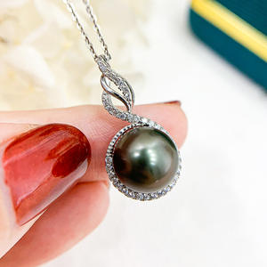 Pendentif en argent S925, support vide, accessoires de bricolage avec perles rondes de 10-11 mm, 30848, collier cache-cernes pour la fabrication de bijoux - Product Image 1