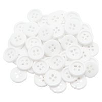 Lilaly 50 PCS Kancing Resin Bulat 1/2 Inci untuk Kerajinan 4 Lubang Warna Putih untuk Menjahit Kerajinan DIY Scrapbooking (Putih)