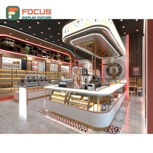 Modern Coffee Service Counter Checkout <b>Shelf</b> Barista Zone Black <b>Walnut</b> Cafe Counter - Product Image 1