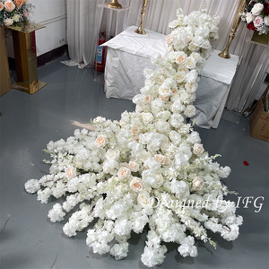 IFG corredor de cascada de flores hecho a mano con <span class=keywords><strong>blanco</strong></span> y para flores de champán gran oferta Decoración de mesa de cola grande para boda Día de la madre - Product Image 6