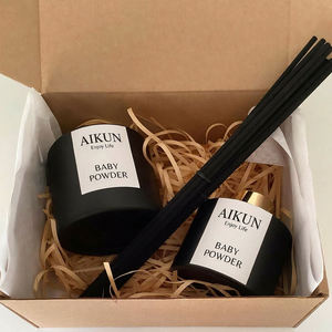 AIKUN Handmade Custom Premium 120 Days Long Lasting Soy Wax <b>Reed</b> <b>Diffuser</b> Scented Candle Set <b>for</b> Bedroom Living Room Villa Home - Product Image 3