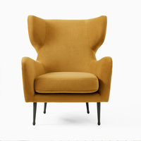 Canapés italiens en tissu au design du milieu du siècle avec cadre en bois massif chaise longue à oreilles avec pieds mentaux