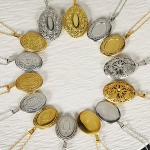 Pendentif Médaillon Photo Ovale Vintage Gravé Motifs Floraux en Acier Inoxydable 316L, Breloque Cadre Photo Souvenir pour Femme - Product Image 3