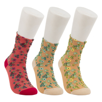 Jacquard Design Floral 3D Fleur Couple Chaussettes Haute Qualité Coton Tricot Séchage Rapide Impression Numérique pour Printemps Crew Anti-Bactérien