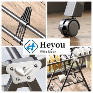 Porte-vêtements pliable en acier au carbone robuste de 1.8m, étendoir à vêtements haut de même style transfrontalier avec roues et étagères - Product Image 4