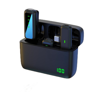 Micrófono de solapa inalámbrico para teléfono <span class=keywords><strong>Android</strong></span> Micrófono de solapa dual USB C para iPhone Clip de cancelación de ruido en el estuche de carga del micrófono - Product Image 4