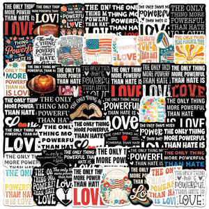 Autocollant avec citation inspirante, la seule chose plus puissante que la haine est l'amour, 50 pièces - Product Image 1
